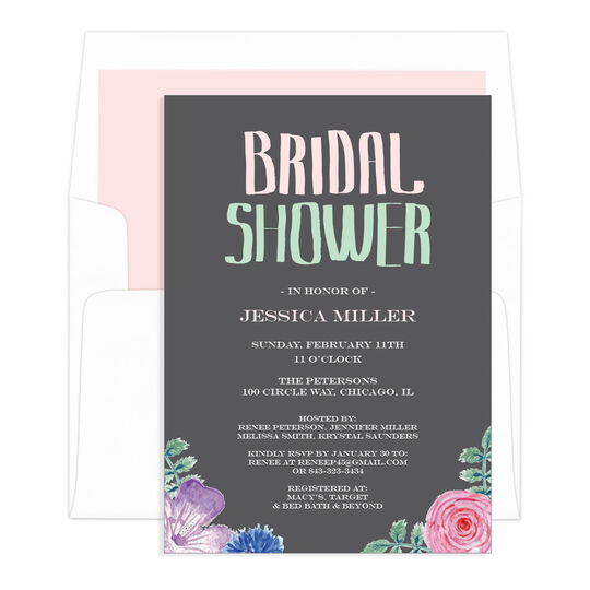 Grey Vintage Flower Invitations